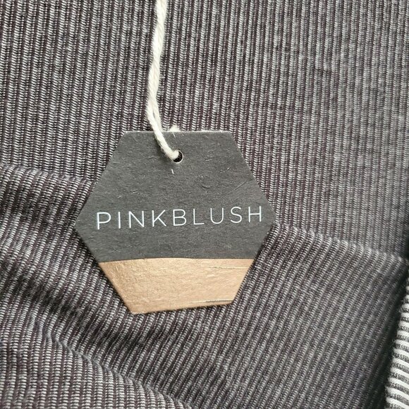 Pink Blush Pinstriped Off Shoulder Ruffle Accent Maternity Dress Charcoal XL NWT - Picture 7 of 15